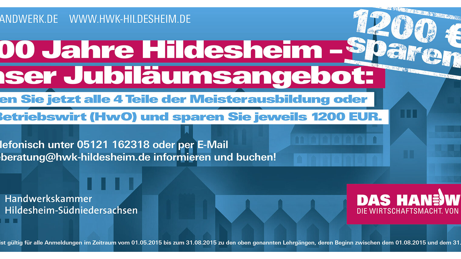 "1.200". Ein beleuchtetes Plakat zum Angebot ziert ab dem 1.5.15 das Foyer des Göttinger Hauptbahnhofs