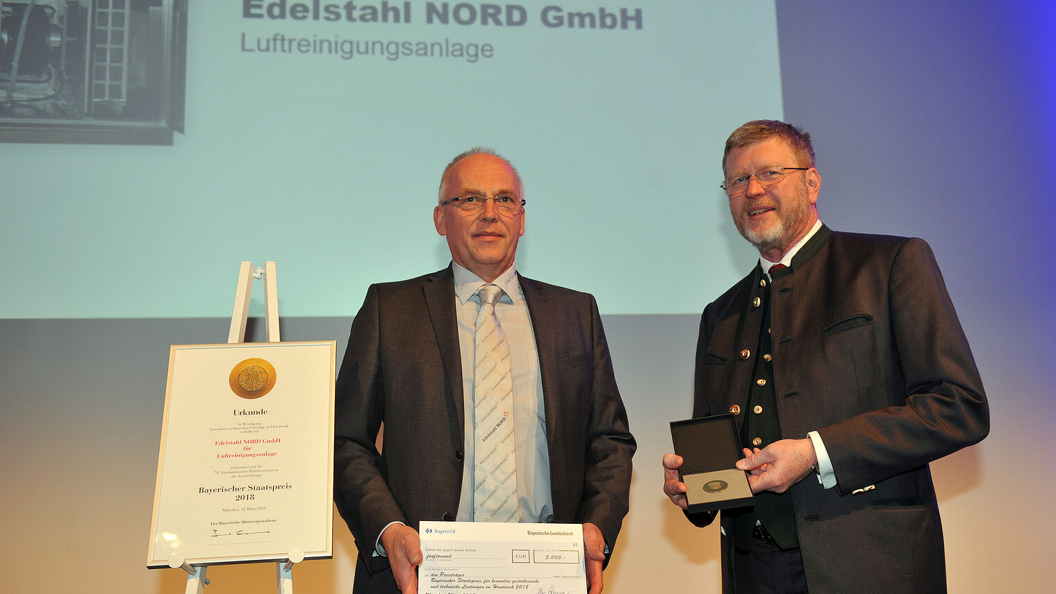 Verleihung der Staats- und Bundespreise IHM 2018 Verleihung Staatspreis 2018 Edelstahl Nord, Endless Airclean Foto: Astrid Schmidhuber 11.03.2018 Schlagwort(e): Verleihung